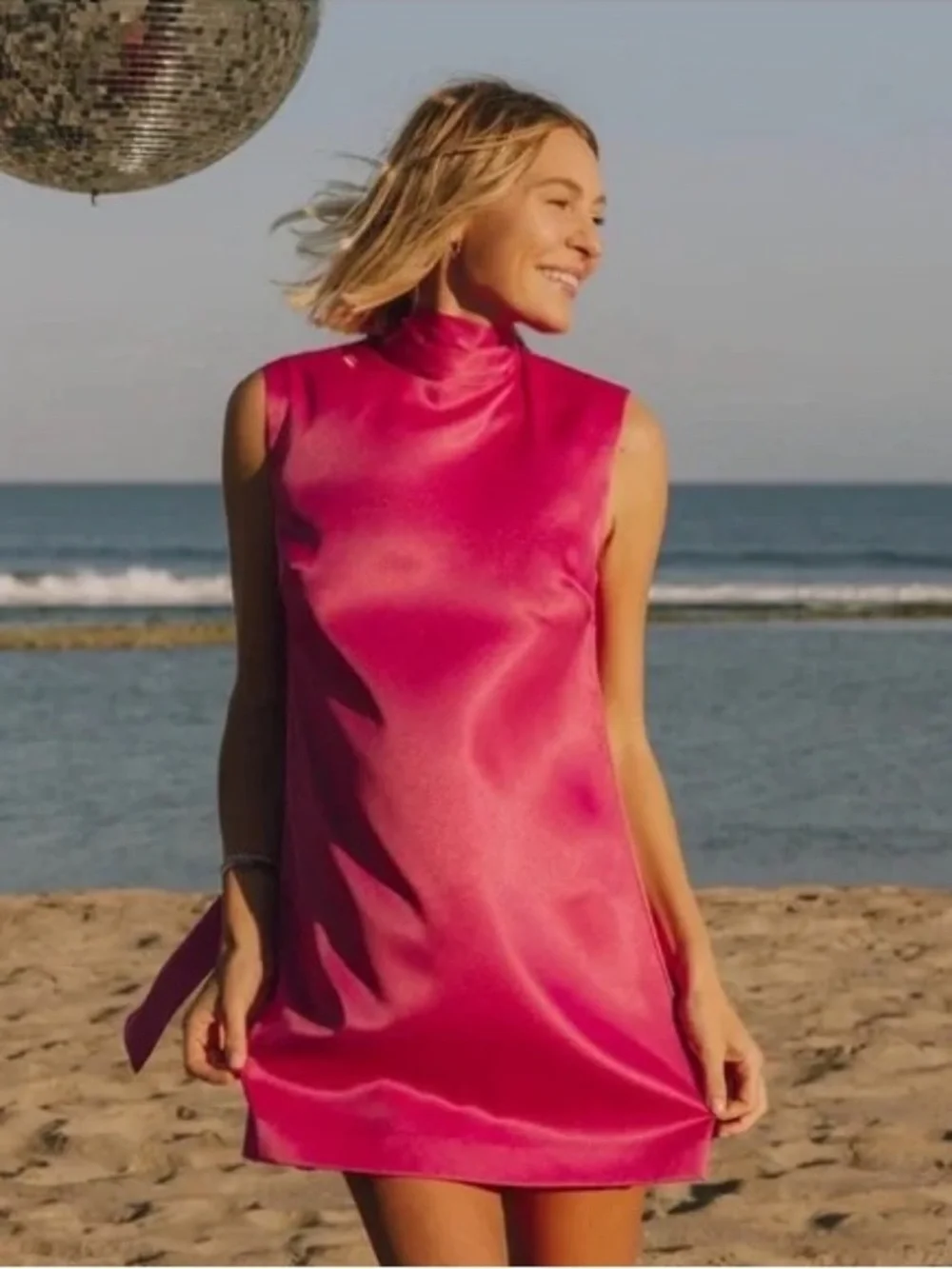 NWT Daily Drills Silk Pink Mini Dress - Picture 2 of 5